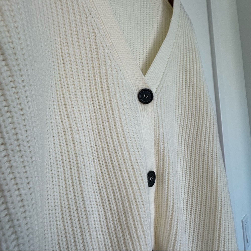 Large PrettyLittleThing White and Pink Sleeve Colorblock Button-Up Cardigan Cozy - Picture 8 of 12